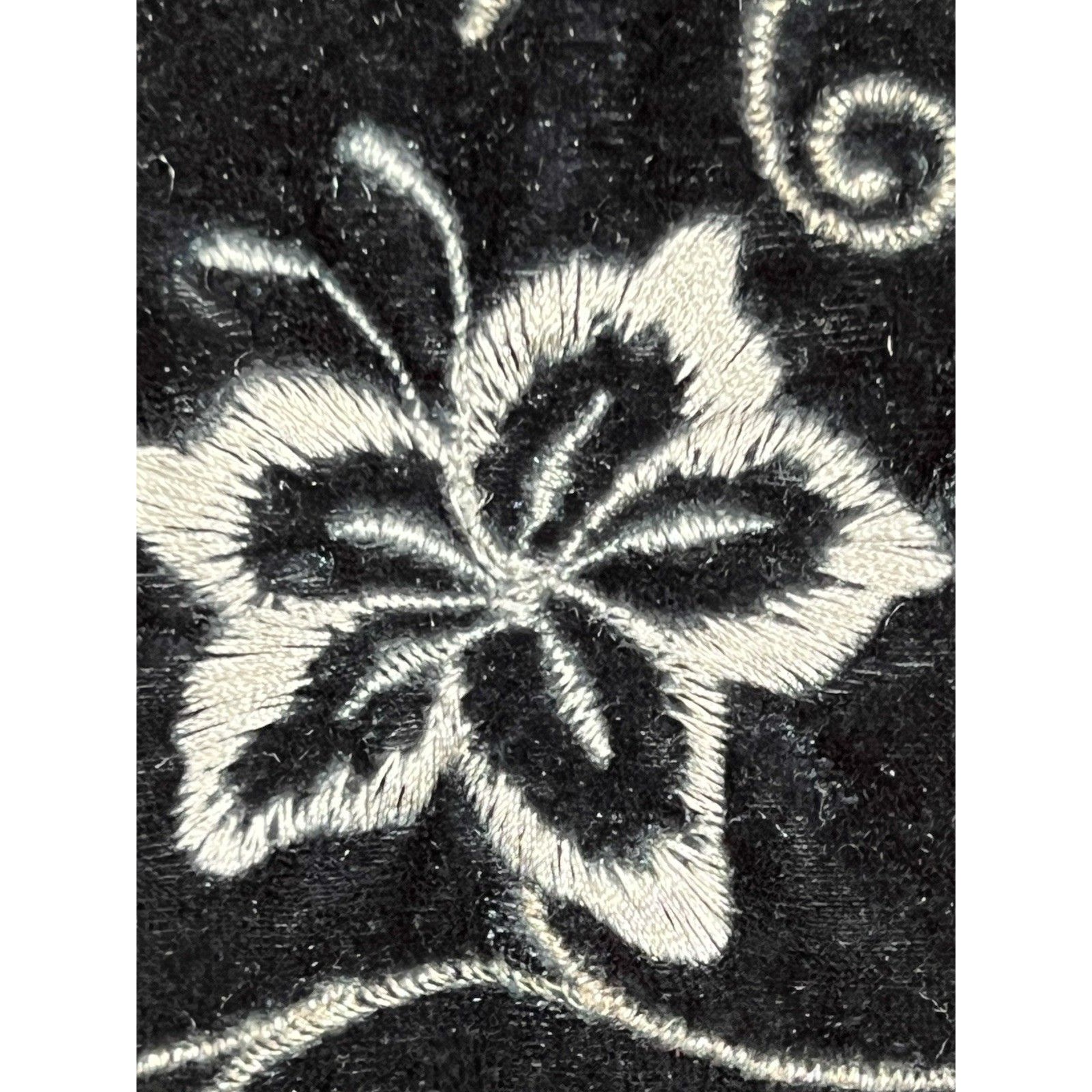 Vtg. Danielle Casey Dress S Black Velvet Midi Floral Embroidery Romantic Elegant — image 3 of 8